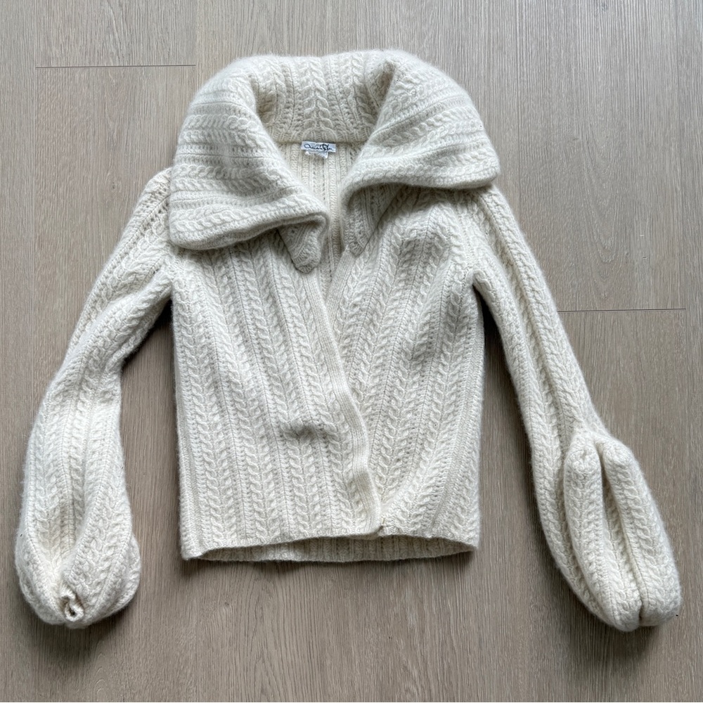 Oscar de la Renta Cream Knit Cardigan